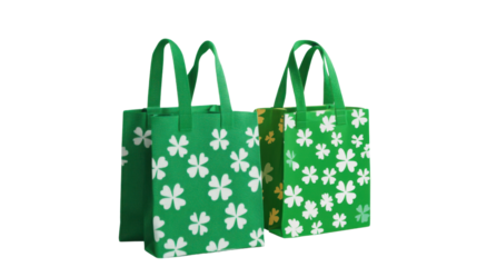 St patrick's day shopping bags with shamrock isolated on white background