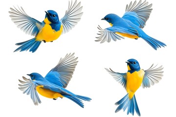 Obraz premium Collection set of flying blue and yellow birds.