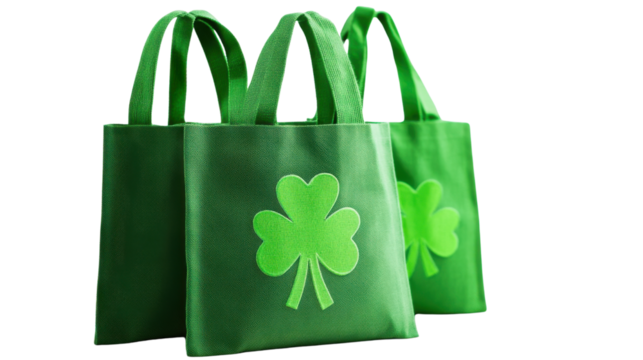 St patrick's day shopping bags isolated on white background