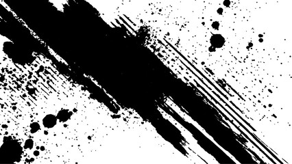 Vector grunge texture. Grunge black and white texture of black brush strokes on white paper or background. A black and white painting with a brush stroke that is very long.