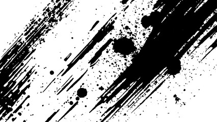 Vector grunge texture. Grunge black and white texture of black brush strokes on white paper or background. A black and white painting with a brush stroke that is very long.