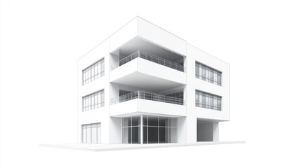 Modern building design, architectural rendering, white background, urban context, real estate