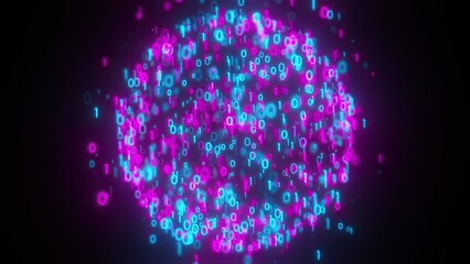 Purple and Blue Digital Numbers. Computer generated