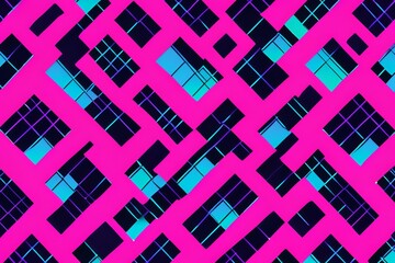 Neon Pink and Purple Grid Pattern with Vaporwave-Inspired Glow