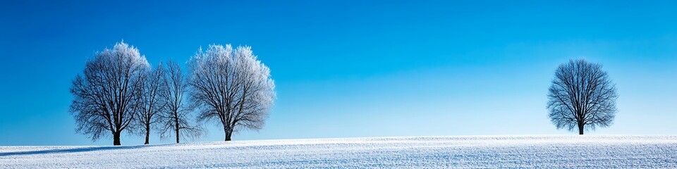 Fototapeta premium A serene, snow-covered field with a clear sky 