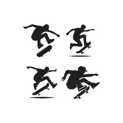 skateboard silhouette vector logo design collection