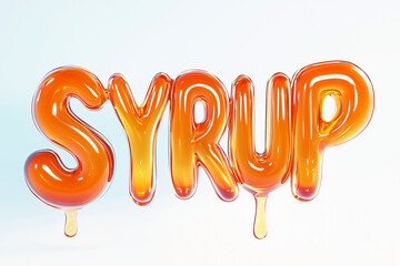 Sweet Syrup: A photorealistic 3D rendered "SYRUP" sign made from delicious, glistening golden syrup. It is perfect for culinary, food, and beverage projects. 