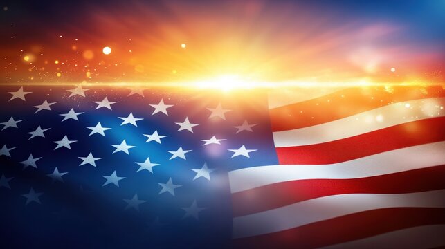 Business Themed Slide Background with Blurred American Flag Texture