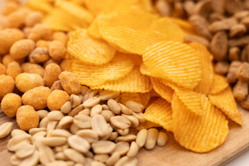 snacks for beer close-up crisp snacks