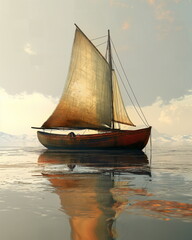 Fototapeta premium A compact but fast sloop equipped with a durable w_005