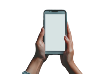Hand Holding Smartphone with Blank Display – Technology and Connectivity