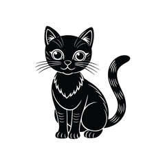 black and white cat isolated on white background
