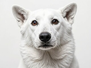Obraz premium Close-up portrait of an adult white dog against a cut out background.