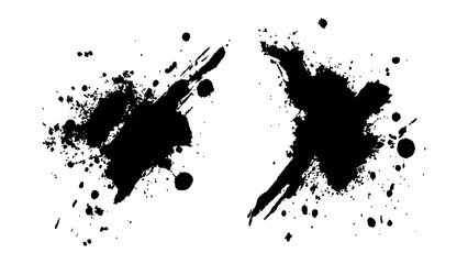 Black color splash, explosion transparent white background. Abstract black watercolor paint splash background. black splash isolated on white background. 