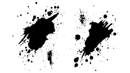 Black color splash, explosion transparent white background. Abstract black watercolor paint splash background. black splash isolated on white background. 