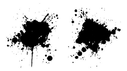 Black color splash, explosion transparent white background. Abstract black watercolor paint splash background. black splash isolated on white background. 