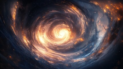 An abstract swirling galaxy of celestial fire and cosmic energy