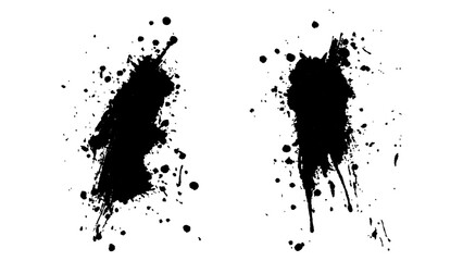 Black color splash, explosion transparent white background. Abstract black watercolor paint splash background. black splash isolated on white background. 