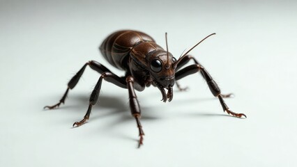 Close-up image of a dark brown beetle on a white background.