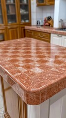 New kitchen counter with tiled surface, modern home interior design