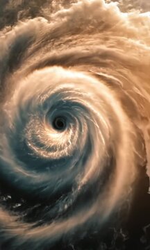 Aerial vortex: dynamic swirling oceanic cyclone captured in motion
