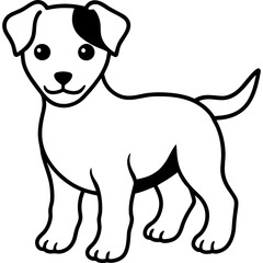 Baby dog black line art vector, Simple bold outline Design vector icon with white background. Pet animal vector 
