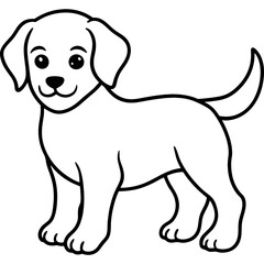 Baby dog black line art vector, Simple bold outline Design vector icon with white background. Pet animal vector 