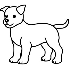 Baby dog black line art vector, Simple bold outline Design vector icon with white background. Pet animal vector 