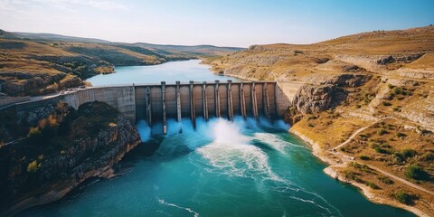 Lake with Dam Background