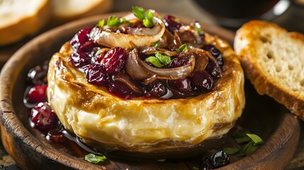 Decadent and Flavorful Baked Brie with Caramelized Onions and Tart Cranberries for an Unforgettable Cheese Experience