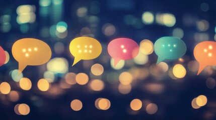 Abstract representation of communication with gradient lighting and atmospheric depth, symbolizing connection and exchange.
