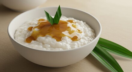 Sweet Rice Pudding with Palm Sugar Drizzle: A Delicious Asian Dessert