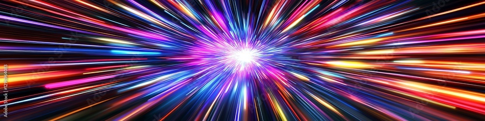 Poster a vibrant, abstract fireworks display with a large dark area for text