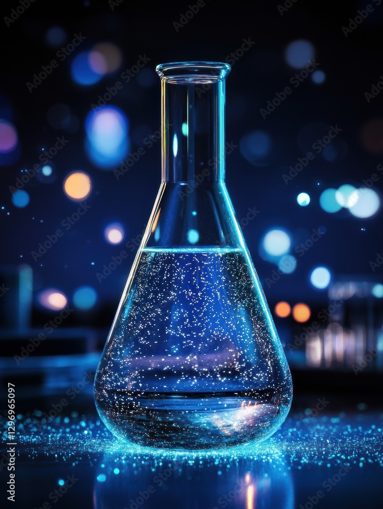 Aufkleber Transparent gas in a laboratory beaker with molecular details illuminated by soft lighting. Generative AI