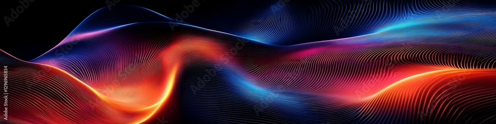 Poster a vibrant, abstract pattern of flowing lines with a wide area for text