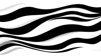 Abstract black and white wavy lines pattern with curved stripes