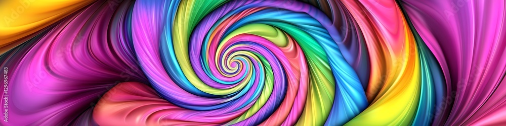 Poster a vibrant, abstract spiral pattern with a smooth area for text