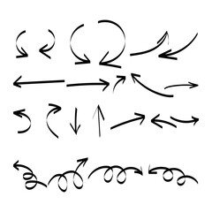 Set of hand-drawn arrows vector illustration.Arrow doodles vector