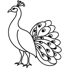 One-Line Peacock Sleek Vector Illustration