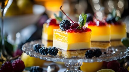 Luxurious Presentation of Gourmet Lemon Bars: Artistry and Indulgence in Fine Dining Desserts