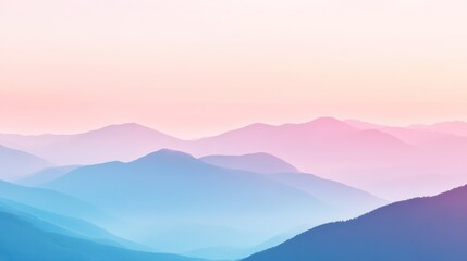 Fototapeta premium Layers of pastel colored mountains and a soft cloudy sky