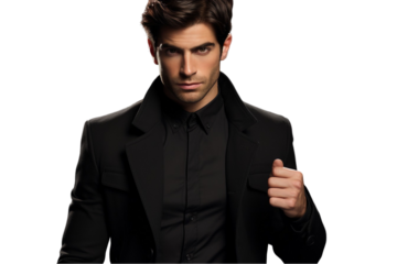 Handsome Man Pointing Forward – Confident and Inspiring Gesture