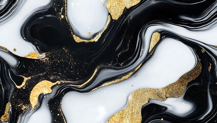 Obraz premium White marble seamless texture with gold and black vines