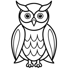 Simple Owl Line Art Vector Illustration
