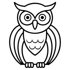 Simple Owl Line Art Vector Illustration