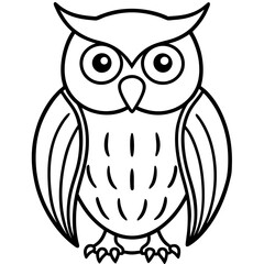 Simple Owl Line Art Vector Illustration
