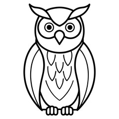 Simple Owl Line Art Vector Illustration