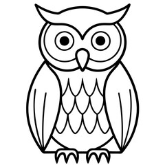 Simple Owl Line Art Vector Illustration