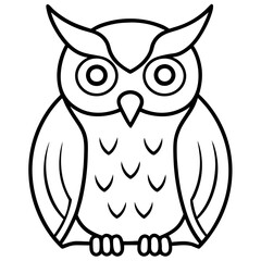 Simple Owl Line Art Vector Illustration