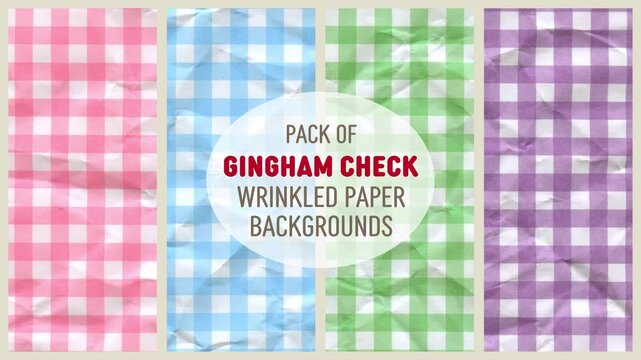 Gingham check paper background set